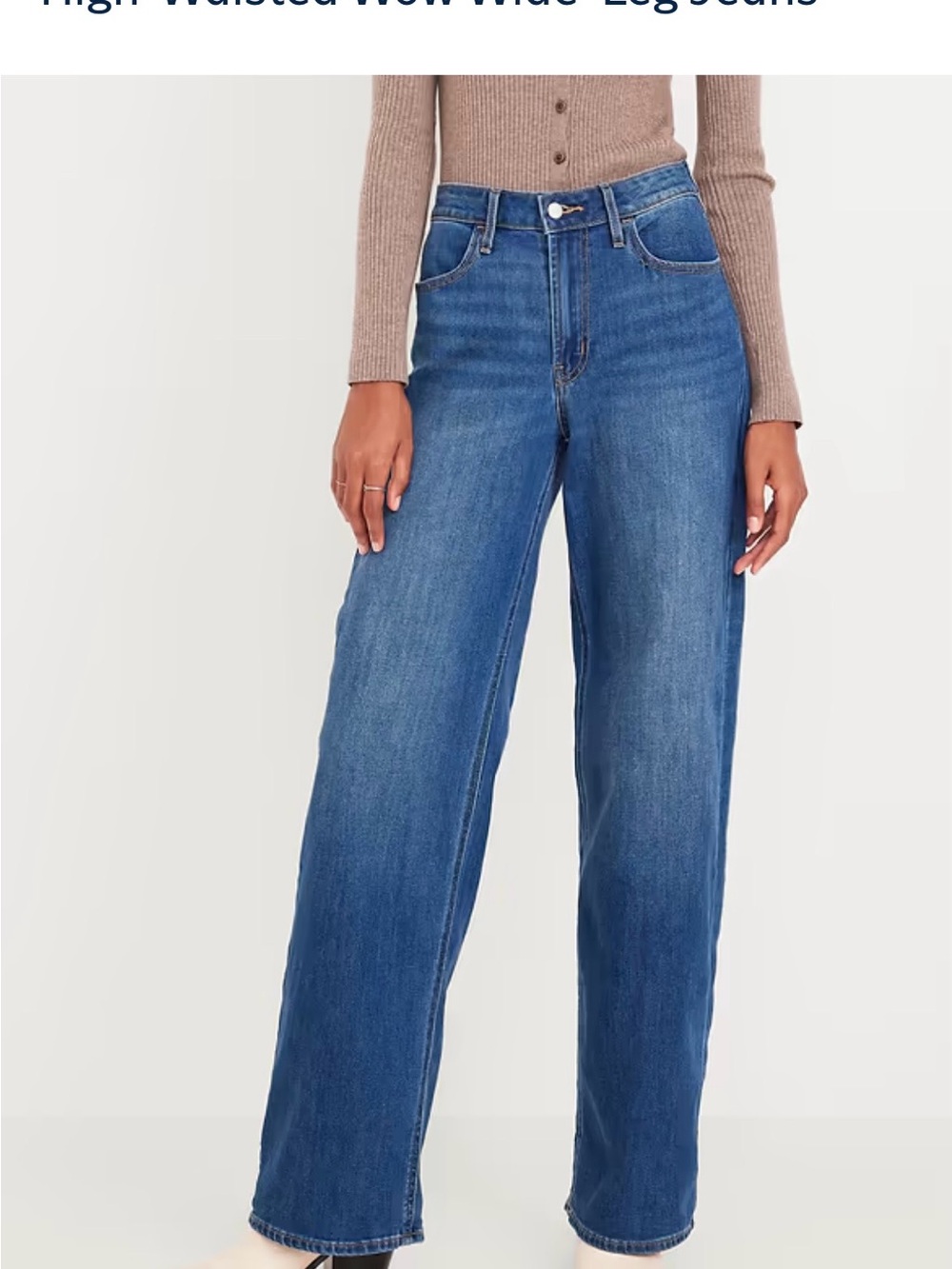 NWT Old Navy High Waisted WOW Wide Leg Jeans Size 10 short Medium Wash
